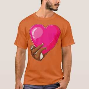 Sloth Hugging a Heart Funny Valentinstag Geschenke T-Shirt