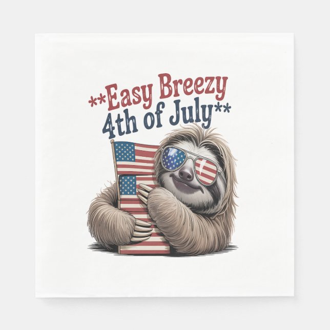 Sloth Hugging Flag 4. Juli Serviette (Vorderseite)