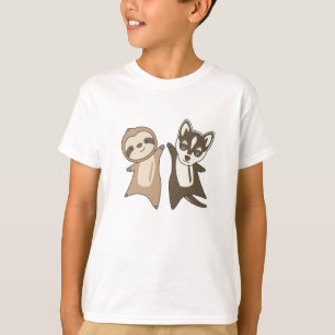 Sloth Husky Dog Animal Friends Children T-Shirt