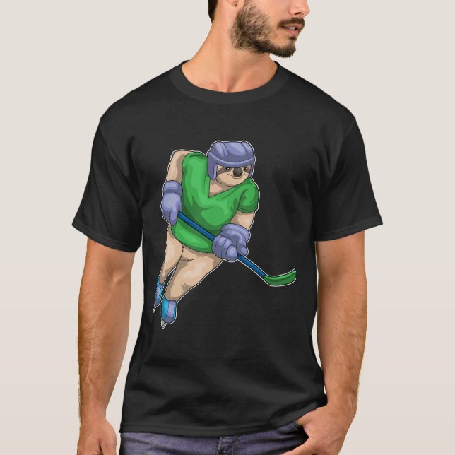 Sloth Ice Hockey Eishockeystick T-Shirt (Vorderseite)
