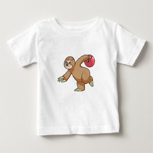 Sloth im Bowling mit Bowlingball Baby T-shirt (Vorderseite)