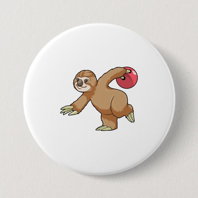 Sloth im Bowling mit Bowlingball Button (Vorderseite)