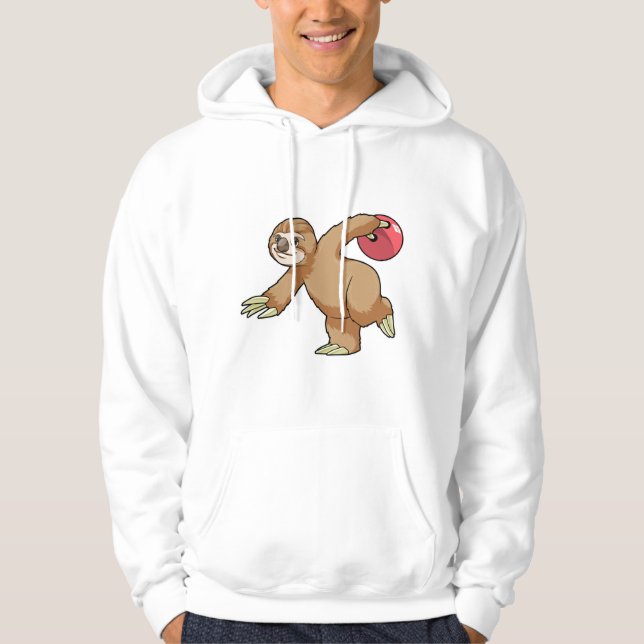 Sloth im Bowling mit Bowlingball Hoodie (Vorderseite)