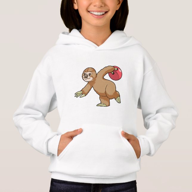 Sloth im Bowling mit Bowlingball Hoodie (Vorderseite)
