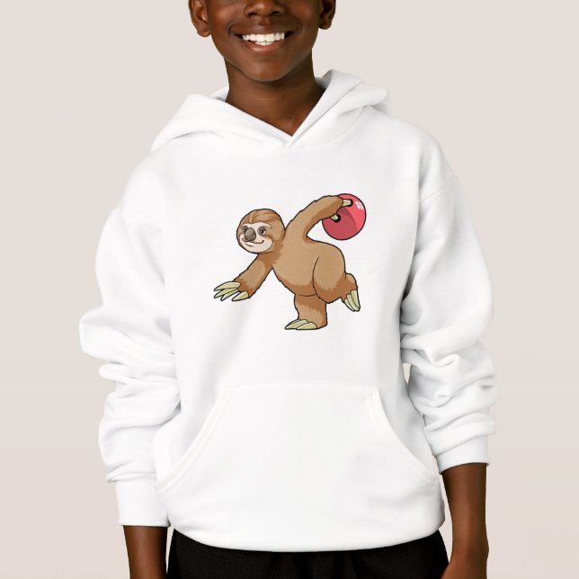 Sloth im Bowling mit Bowlingball Hoodie (Vorderseite)