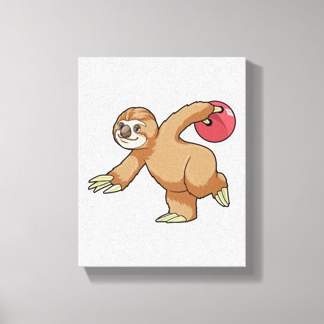 Sloth im Bowling mit Bowlingball Leinwanddruck (Vorderseite)
