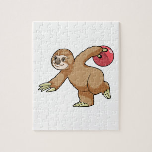 Sloth im Bowling mit Bowlingball Puzzle