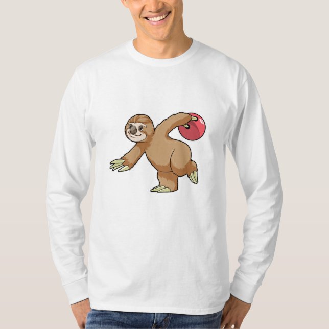 Sloth im Bowling mit Bowlingball T-Shirt (Vorderseite)