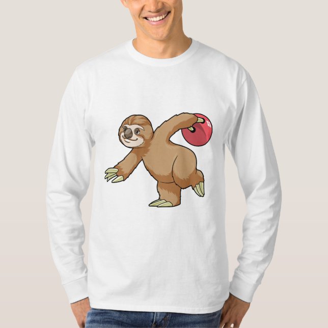 Sloth im Bowling mit Bowlingball T-Shirt (Vorderseite)