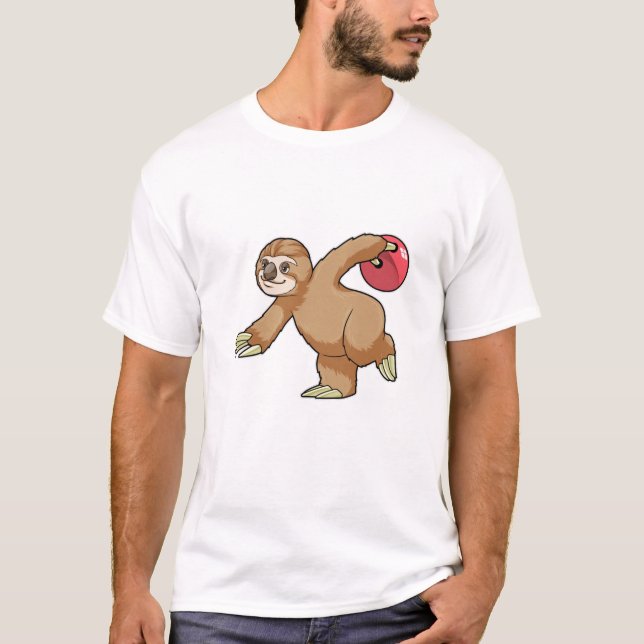 Sloth im Bowling mit Bowlingball T-Shirt (Vorderseite)