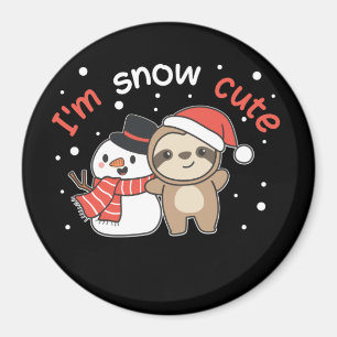 Sloth I'm Snow Cute Snowman Snow Pun Magnet