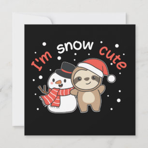 Sloth I'm Snow Niedlich Snowman Snow Pun Einladung