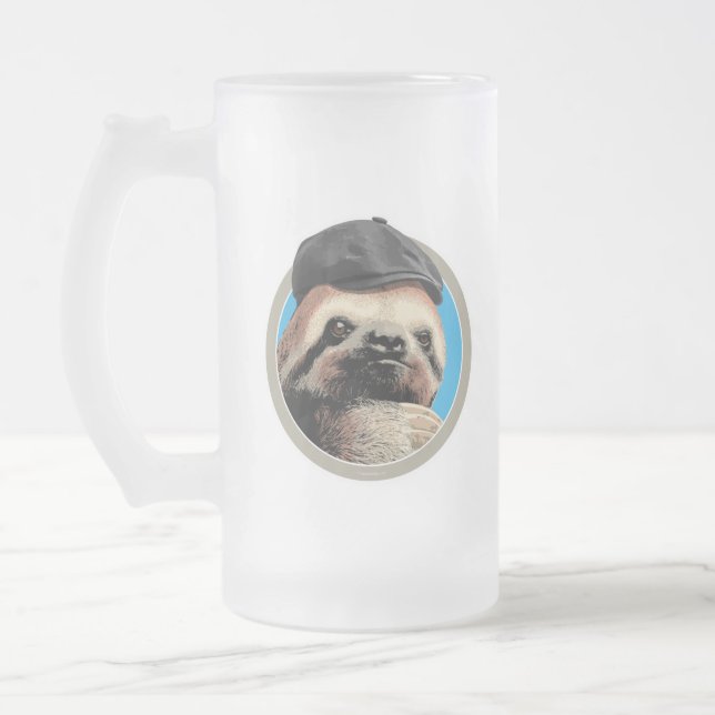 Sloth (in Baker Boy hat) Mattglas Bierglas (Links)