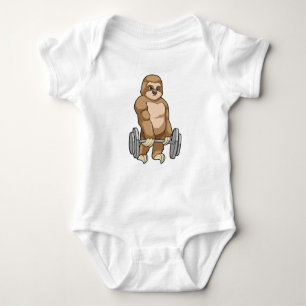 Sloth in Bodybuilding mit Barbell Baby Strampler