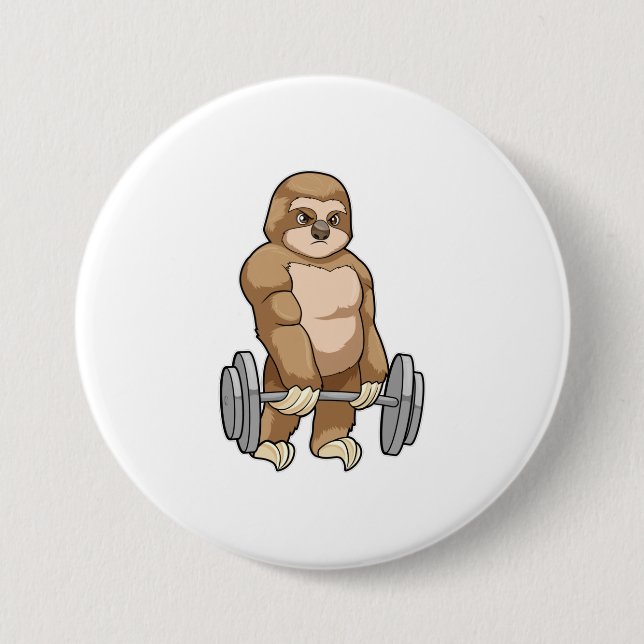 Sloth in Bodybuilding mit Barbell Button (Vorderseite)