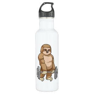 Sloth in Bodybuilding mit Barbell Edelstahlflasche