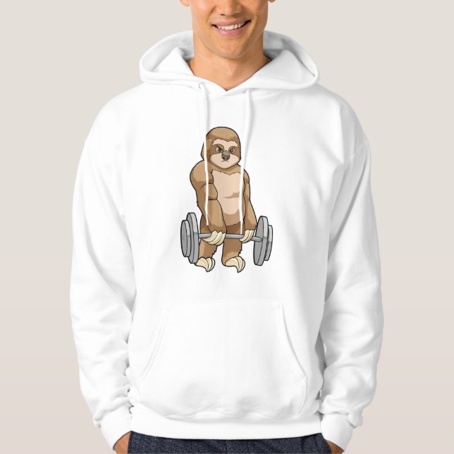 Sloth in Bodybuilding mit Barbell Hoodie (Vorderseite)