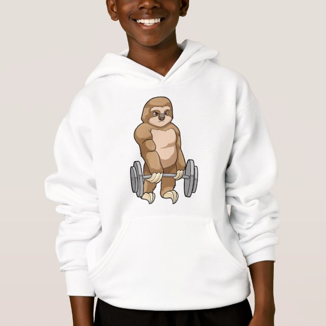 Sloth in Bodybuilding mit Barbell Hoodie (Vorderseite)