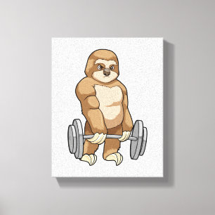 Sloth in Bodybuilding mit Barbell Leinwanddruck