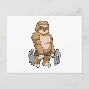 Sloth in Bodybuilding mit Barbell Postkarte