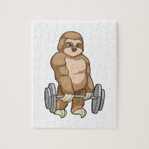 Sloth in Bodybuilding mit Barbell Puzzle