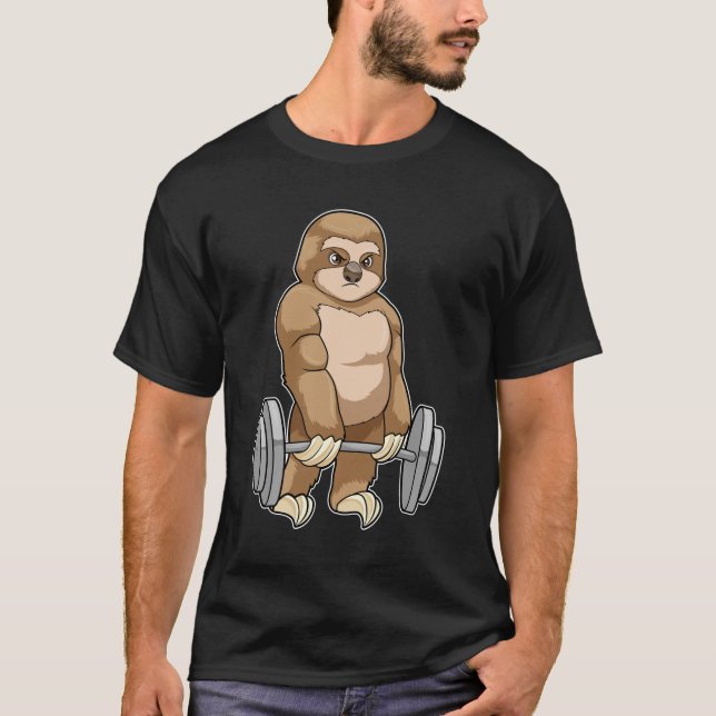 Sloth in Bodybuilding mit Barbell T-Shirt (Vorderseite)