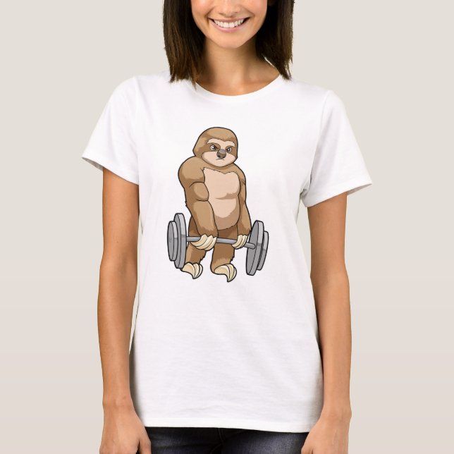 Sloth in Bodybuilding mit Barbell T-Shirt (Vorderseite)