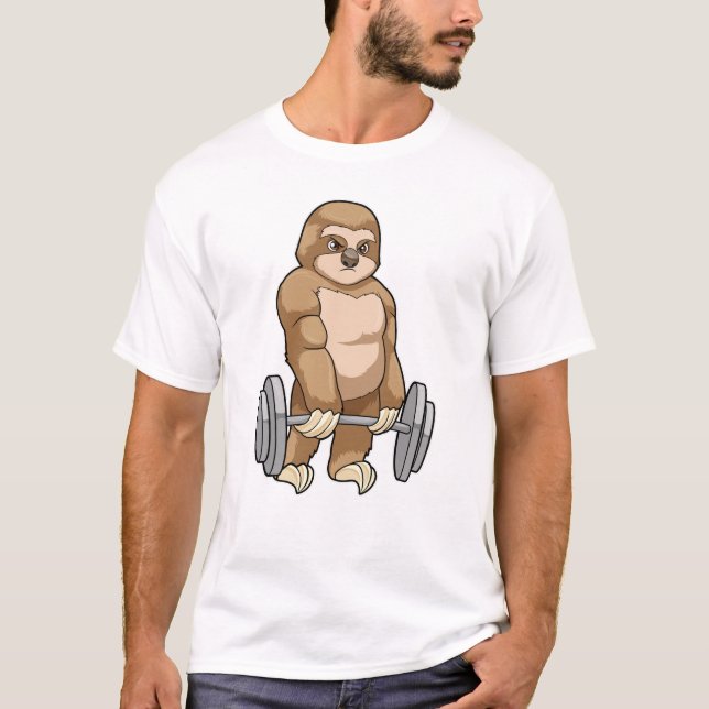 Sloth in Bodybuilding mit Barbell T-Shirt (Vorderseite)