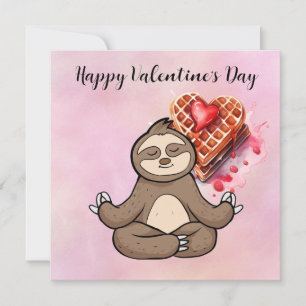 Sloth in der Yoga-Klasse am Valentinstag Feiertagskarte