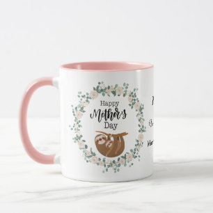 Sloth in Wreath Happy Mütter Day Individuelle Name Tasse