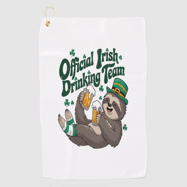 Sloth Irish Drinking St Patrick's Day Golfhandtuch (Vorderseite)