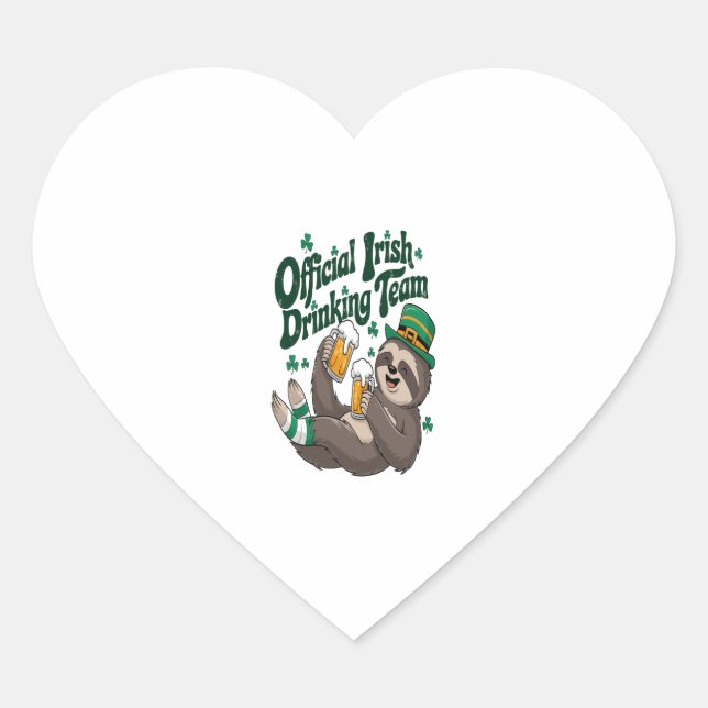 Sloth Irish Drinking St Patrick's Day Herz-Aufkleber (Vorderseite)