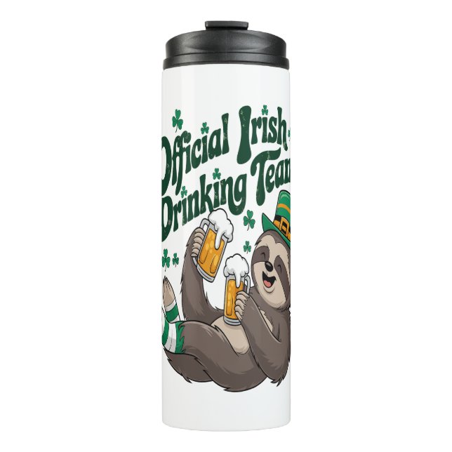 Sloth Irish Drinking St Patrick's Day Thermosbecher (Vorderseite)