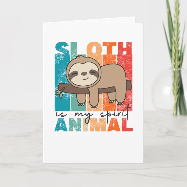 Sloth ist mein Geisttier - süße Faultiere Vintag Karte (Vorderseite)
