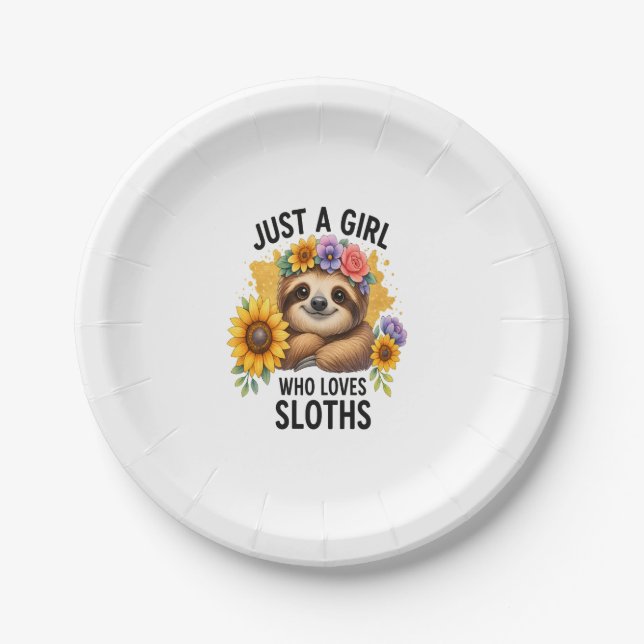 Sloth Just a Girl Who Lieben Sloth Pappteller (Vorderseite)