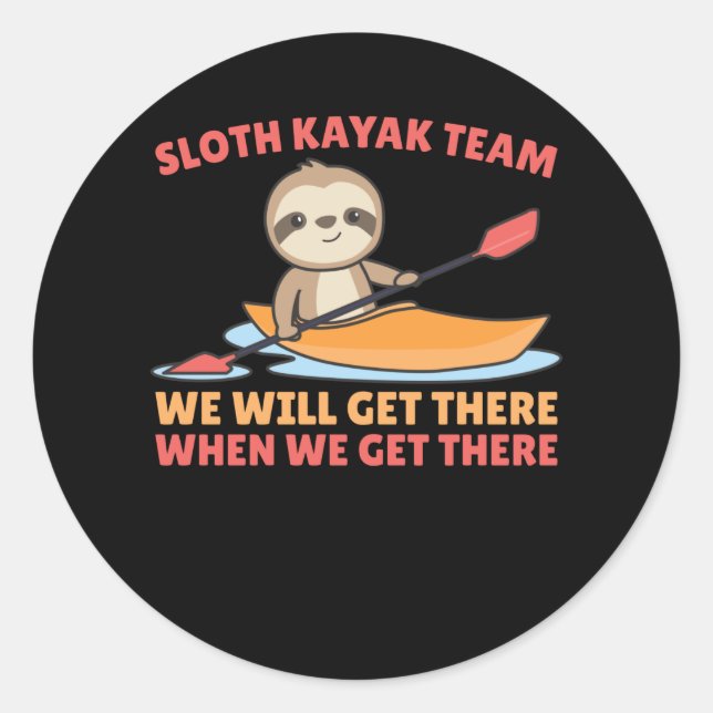 Sloth Kayak Team Paddling Funny Sloths Runder Aufkleber (Vorderseite)