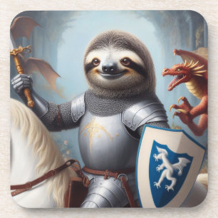 Sloth Knight Fighting Dragons Getränkeuntersetzer