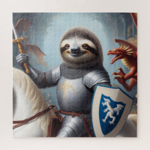 Sloth Knight Fighting Dragons Puzzle