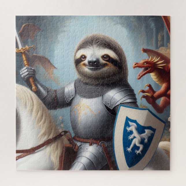 Sloth Knight Fighting Dragons Puzzle (Vertikal)