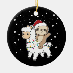 Sloth Lama Christmas Snow Wintertiere Keramik O Ornament