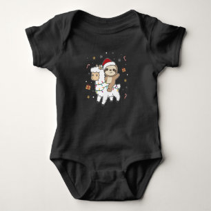 Sloth Lama Weihnachtsschnee Wintertiere Baby Strampler