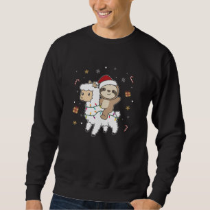 Sloth Lama Weihnachtsschnee Wintertiere Sweatshirt