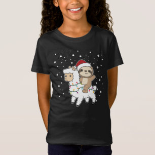 Sloth Lama Weihnachtsschnee Wintertiere T-Shirt