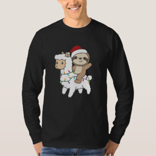 Sloth Lama Weihnachtsschnee Wintertiere T-Shirt