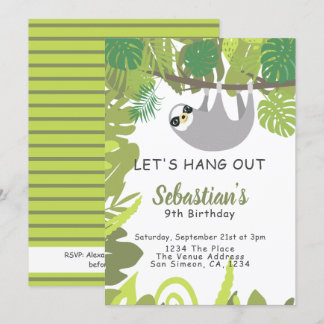 Sloth Lasse Hang Out Personalisierte Geburtstagspa Einladung