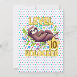 Sloth Level Unlock Birthday Gamer Design Einladung