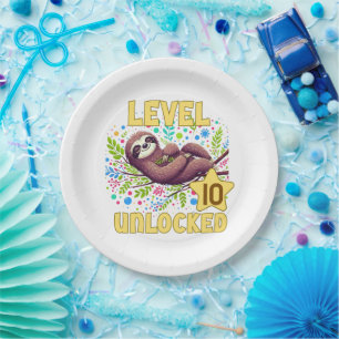 Sloth Level Unlock Birthday Gamer Design Pappteller