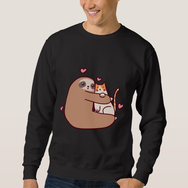 Sloth Liebe Cat Sweatshirt (Vorderseite)