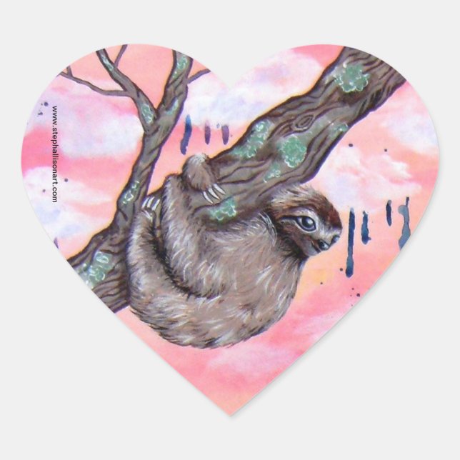 Sloth Liebe Herz-Aufkleber (Vorderseite)