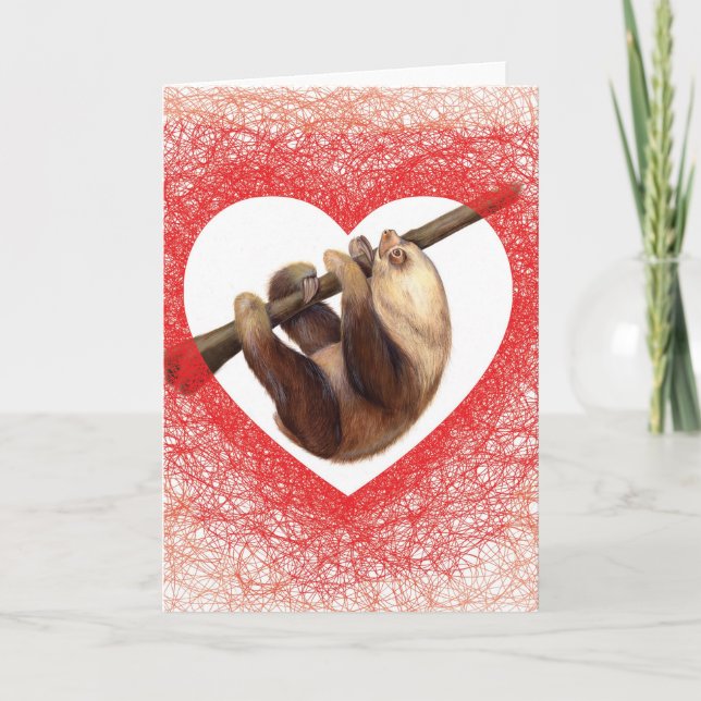 Sloth Liebe Valentine's Day Card Feiertagskarte (Vorderseite)